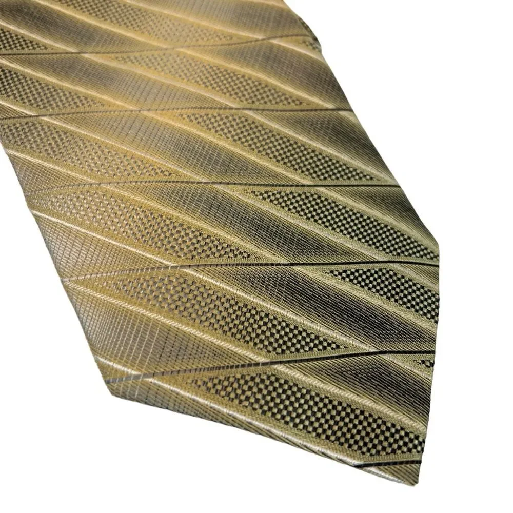 Vintage Roberto Villini Couture Silk Tie Champagne Gold Classic Office Formal